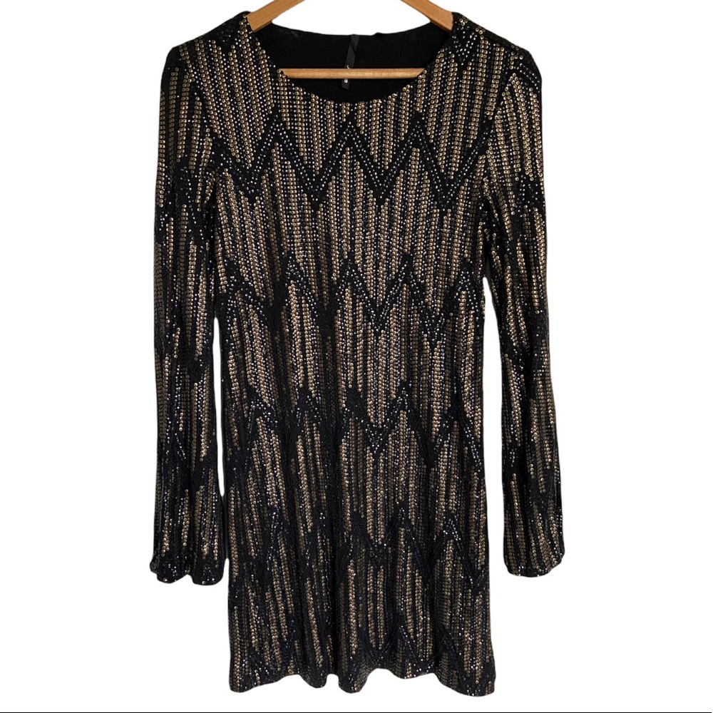 Joe’s Jeans black & gold long sleeve sequin dress
